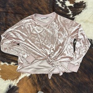 Velvet tie front shirt